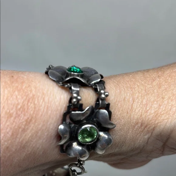 Gorgeous Hobe sterling silver floral bracelet.